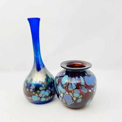  Hand Blown Iridescent Art Glass Vessels by Jon Bush Studio Glass