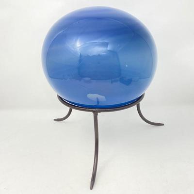 Handblown Wishing Art Glass Sphere w/ Stand