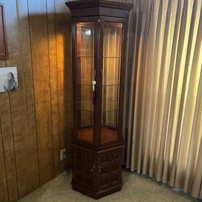 Curio corner cabinet. 