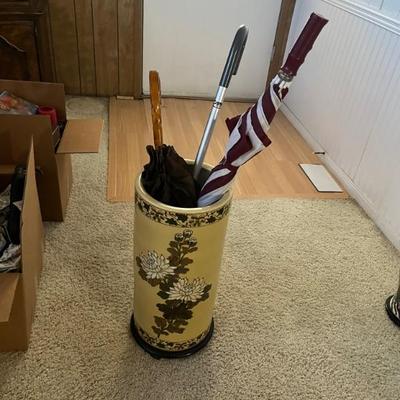 Umbrella and golf clubs? Many uses. 