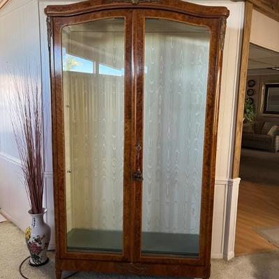 Extra large cabinet. Burlwood Curio style 