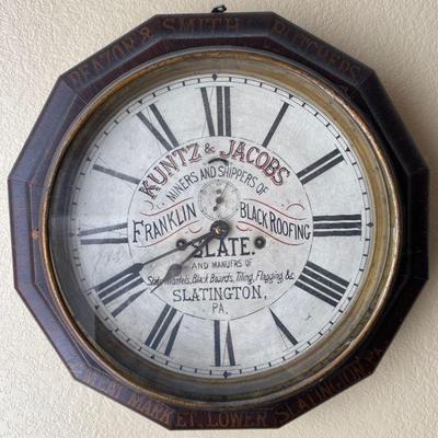 Antique Advertising Wall Clock from Slatington, PA