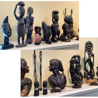 African Hand Carved Ebony Heads