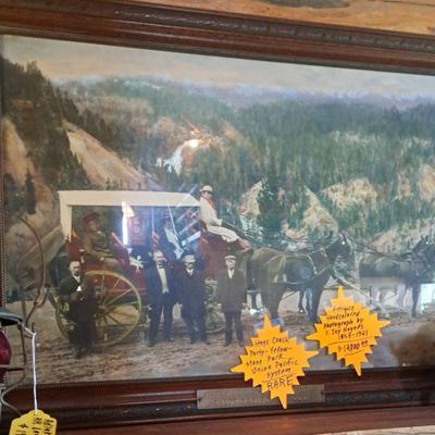 Not 50% off Signed Haynes handcolored photo from Union Pacific System in Yellowstone Park.  RARE large size framed historical piece....