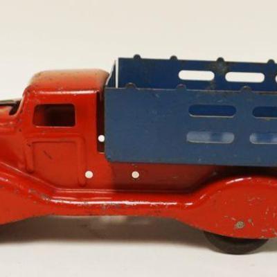 1109	ANTIQUE TOY PRESSED STEEL TRUCK, APPROXIMATELY 4 IN X 11 IN X 4 IN HIGH
