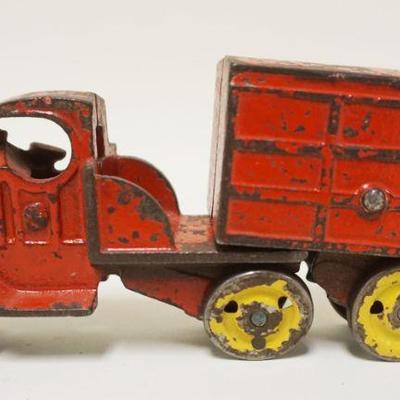 1111	ANTIQUE CAR IRON TOY TRUCK & TRAILER, APPROXIMATELY 2 IN X 7 IN X 3 IN HIGH
