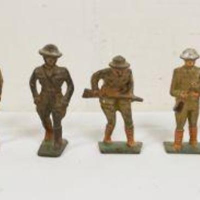 1163	LOT OF 12 ANTIQUE CAST METAL WWI SOLDIERS INFANTRY, APPROXIMATELY 3 3/4 IN HIGH
