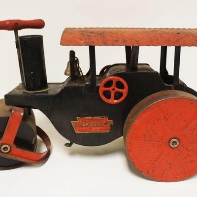 1107	KEYSTONE STEAM ROLLER 60 RIDE ON TOY, PRESSED STEEL, STEERING NOT WORKING
