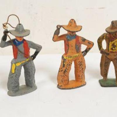 1158	LOT OF 6 ANTIQUE WWI CAST METAL COWBOYS, APPROXIMATELY 3 IN HIGH
