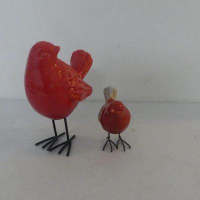 Ceramic Bird Figurines with Metal Legs