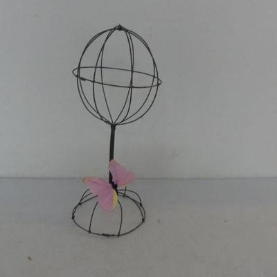 Vintage Wire Hat Stand with Butterfly Decoration