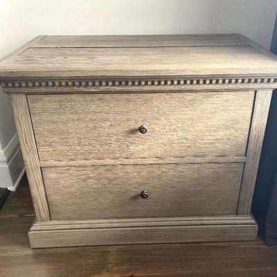 Grey Bleached Wood Two-Drawer File Cabinet