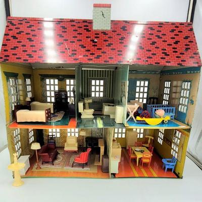 1950's Doll House with Furnishings
