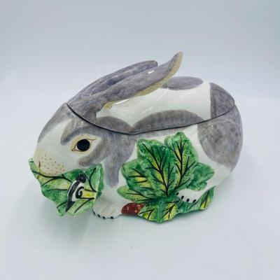 Italian Ceramic Rabbit Covered Dish