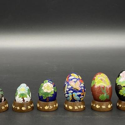 (6) CloisonnÃ© Eggs, Different Sizes