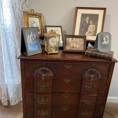 Solid mahogany carved shell small dresser