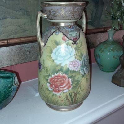 Nippon hand painted urn
