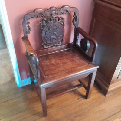 19th C. Chinese carved rosewood arm chair
