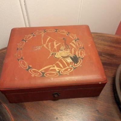 c. 1900 Chinese red and black lacquer box