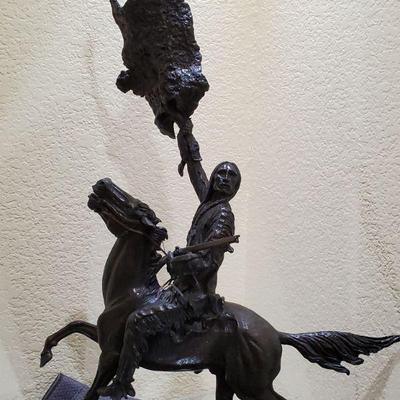 36” Frederic Remington Bronze Statue/Sculpture The Buffalo Signal