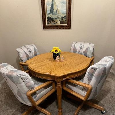 This item is available for PRESALE.  Please text photo to 760-668-0554 to purchase.  We accept Zelle ONLY. WOOD DING TABLE AND 4 CHAIRS...