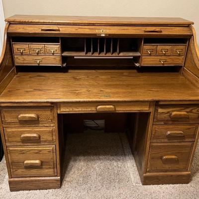 This item is available for PRESALE.  Please text photo to 760-668-0554 to purchase.  We accept Zelle ONLY.  ROLL TOP DESK WITH LOCK AND...