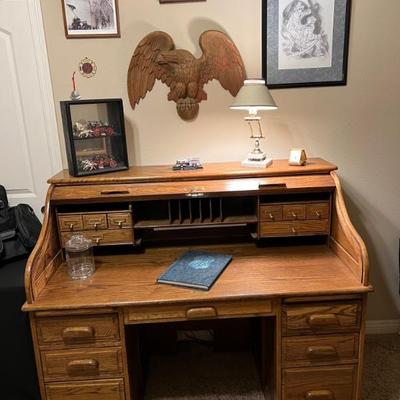 This item is available for PRESALE.  Please text photo to 760-668-0554 to purchase.  We accept Zelle ONLY.  ROLL TOP DESK WITH LOCK AND...