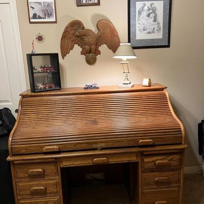 This item is available for PRESALE.  Please text photo to 760-668-0554 to purchase.  We accept Zelle ONLY.  ROLL TOP DESK WITH LOCK AND...