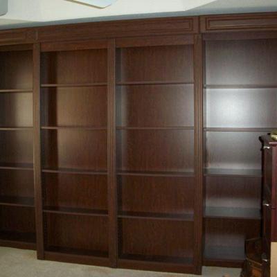 ***BIN*** Murphy Bed 4 Bookcase Wall Unit with Queen Bed, Measurements: 92.5' Tall x 131
