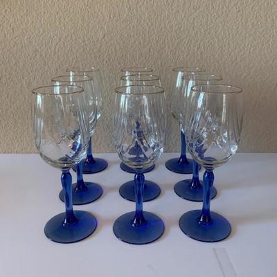 Lenox Swag Blue Stem with Gold Rim Glasses 