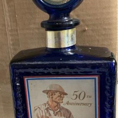 American Legion 50 Year Anniversary Colbalt  Blue Jew Dant Decanter 1969