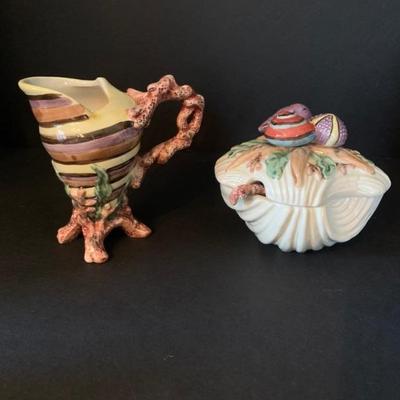 Fitz and Floyd La Mer Seashell Sugar and Creamer 