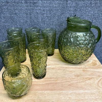 Avocado Green Crinkle Glass 