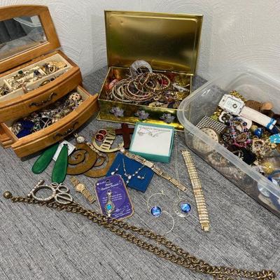 Assorted Costume Jewelry with Jewelry Box 