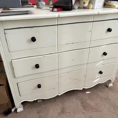 Shabby Chic White Painted Wood Dresser - Newer - 21