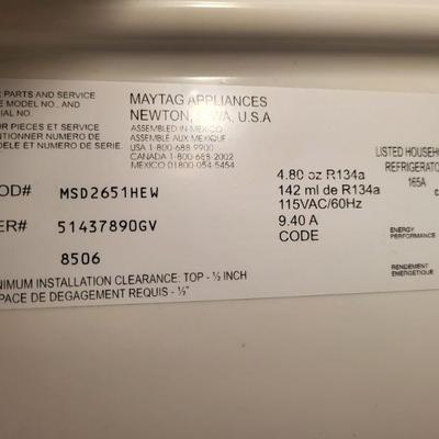 Maytag side by side refrigerator 