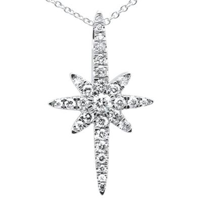 .42ct G SI 14K White Gold Diamond Starburst Charm Pendant Necklace 18