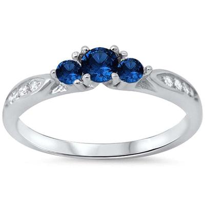 Three Stone Blue Sapphire & Cubic Zirconia Fashion Promise .925 Sterling Silver Ring Sizes 5-10
$18...