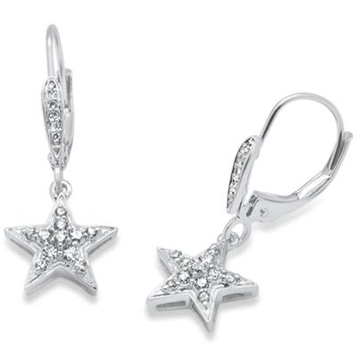 .25ct G SI 14K White Gold Diamond Star Dangle Drop Lever Back Earrings
$556...