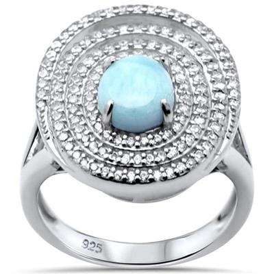 Natural Oval Larimar & CZ .925 Sterling Silver Ring Sizes 5-10
$48...