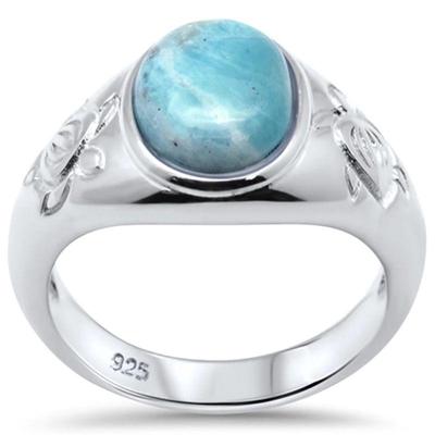 Natural Oval Larimar & Turtle .925 Sterling Silver Ring Sizes 5-10
$93...