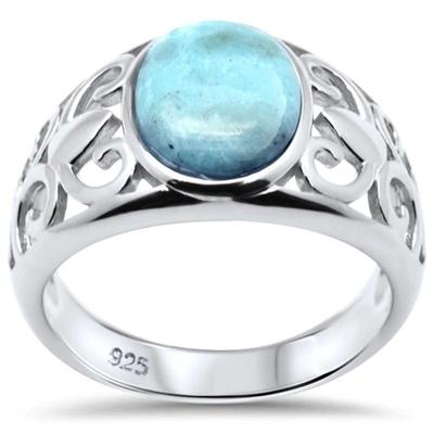 Natural Oval Larimar Filigree .925 Sterling Silver Ring Sizes 5-10
$78...