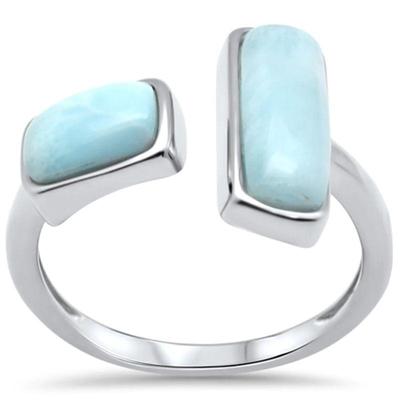 .925 Sterling Silver Natural Larimar Open Ring Sizes 5-10
$42...