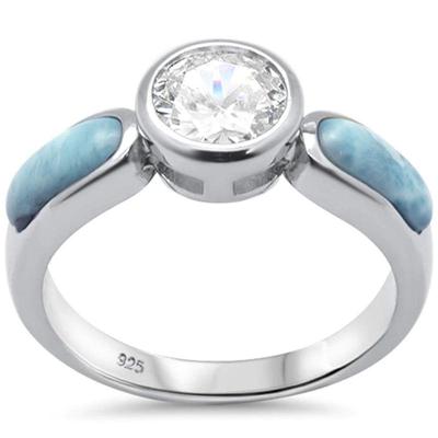 Natural Larimar & CZ .925 Sterling Silver Ring Sizes 5-10
$63...