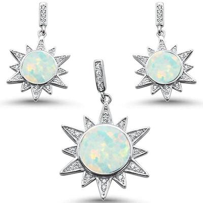White Opal Elegant Starburst .925 Sterling Silver Earring & Pendant Set
$57...