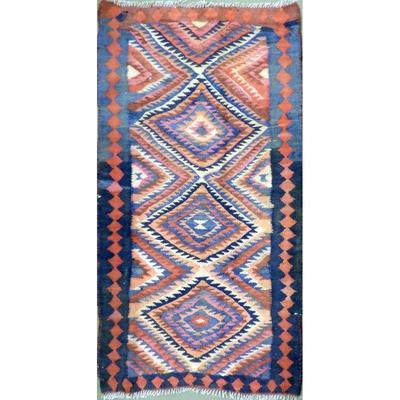 Hand-Knotted Sanandaj Vintage Kilim 7'2