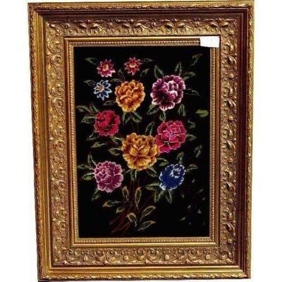 Framed Persian Rug Hand-Knotted Patterned Made With Wool And Cotton 50