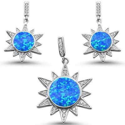 Blue Opal Elegant Starburst .925 Sterling Silver Earring & Pendant Set
$57...