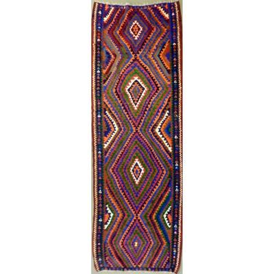 Hand-Knotted Sanandaj Vintage Kilim 12'4