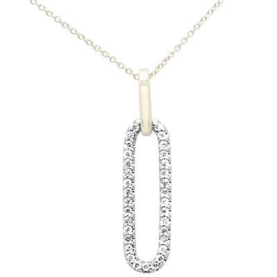 SPECIAL! .25ct G SI 14K Two Tone Gold Diamond Paper Clip Pendant Necklace 18